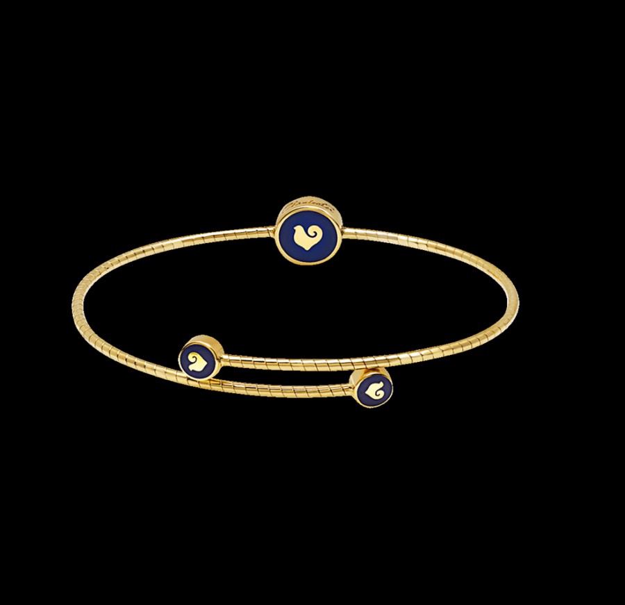 Gioielleria Chantecler | Bracciale A Molla Capritude Paillettes In Oro Giallo 18Kt, Pave Di Zaffiri E Smalto Blu. Cod.42314