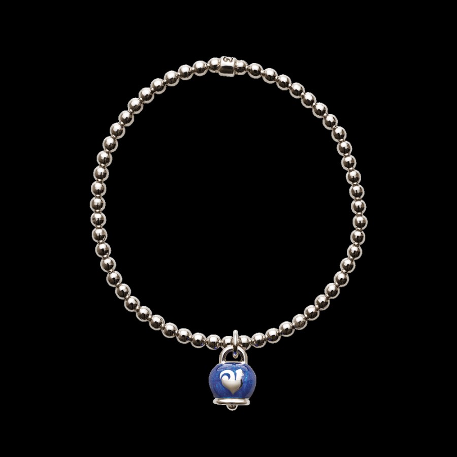 Et Voila L'Argento Chantecler | Bracciale Elastico Et Voila Con Ciondolo Campanella Micro In Argento E Smalto Blu Cod.37925