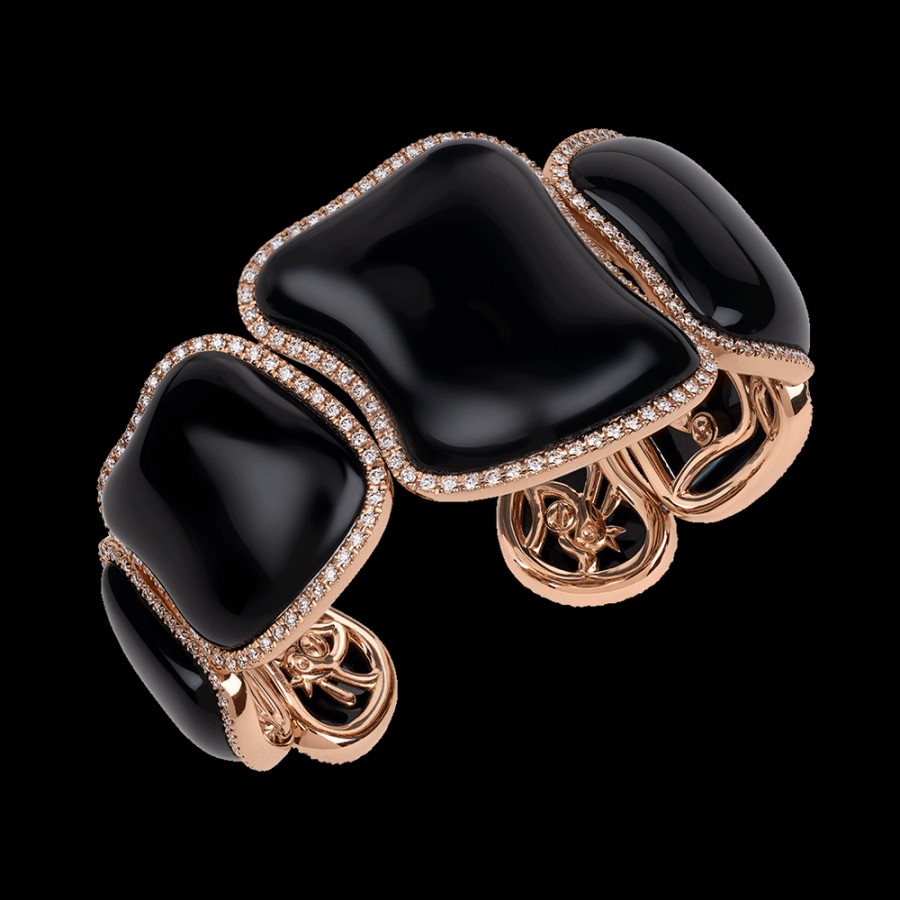 Gioielleria Chantecler | Bracciale Enchante In Oro Rosa 18Kt, Diamanti E Onice Cod.41677