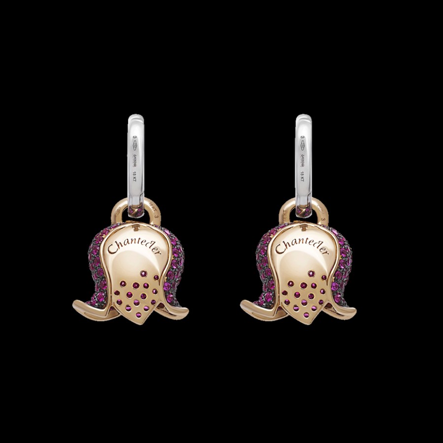 Gioielleria Chantecler | Orecchini Campanella Bouganville Medi In Oro Rosa 18Kt, Diamanti E Zaffiri Rosa. Cod.42320