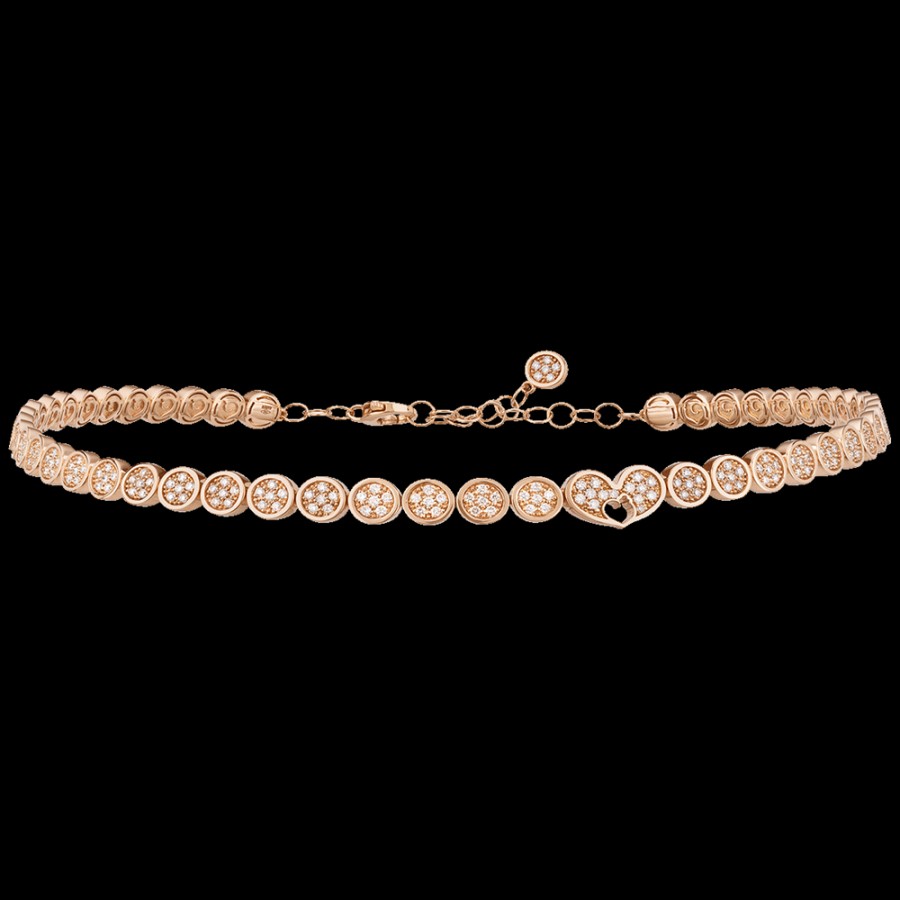 Gioielleria Chantecler | Choker Paillettes In Oro Rosa 18Kt E Full Pave Di Diamanti Cod.41774