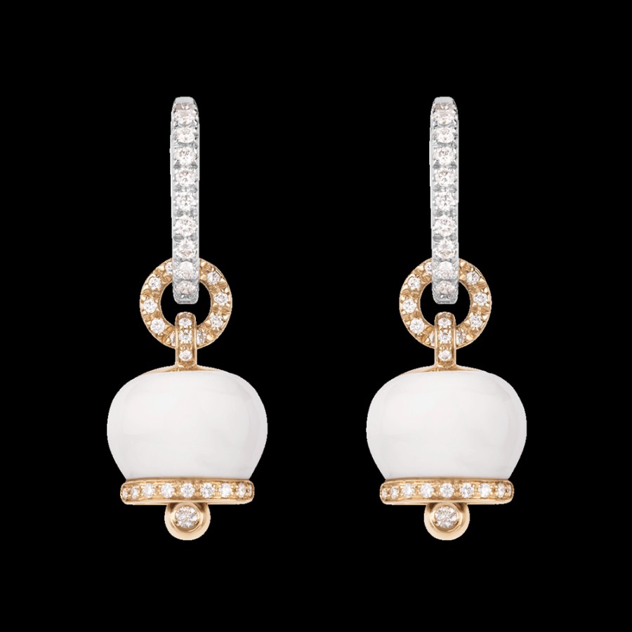 Gioielleria Chantecler | Orecchini Campanella Piccoli In Oro Bianco E Giallo 18Kt, Diamanti E Kogolong Cod.32511