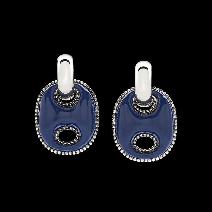 Et Voila L'Argento Chantecler | Orecchini Capriness Maglia Marina In Argento E Smalto Blu Cod.40189