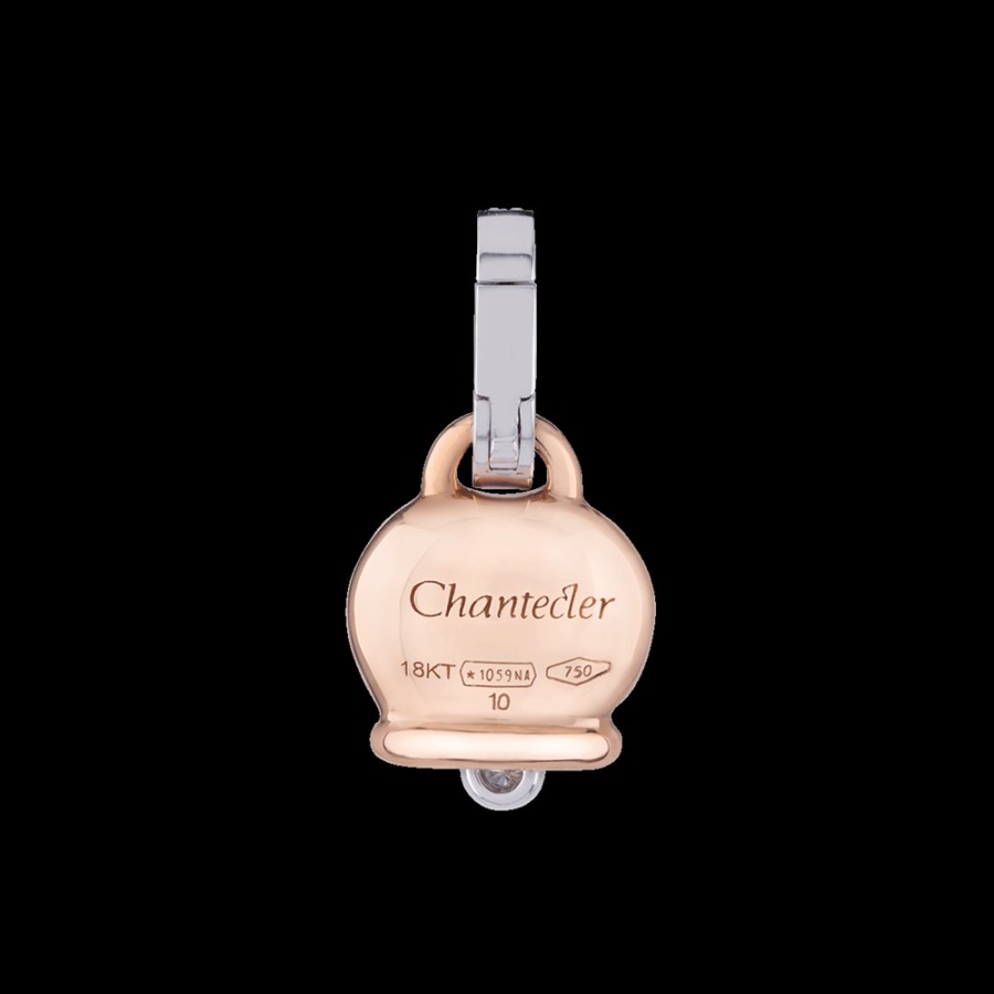 Gioielleria Chantecler | Ciondolo Campanella Piccolo In Oro Rosa 18Kt, Diamanti E Gallo In Pave Di Diamanti Cod.22170