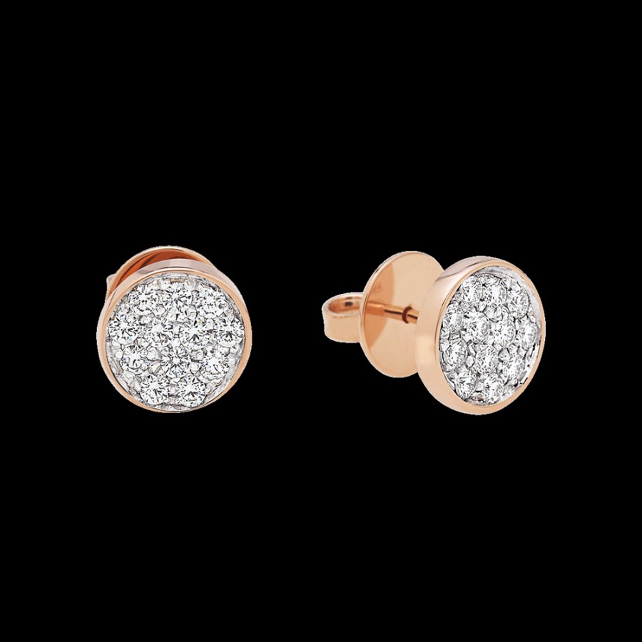 Gioielleria Chantecler | Orecchini Coprilobo Capritude Paillettes 10Mm In Oro Rosa 18Kt E Pave Di Diamanti Cod.41407