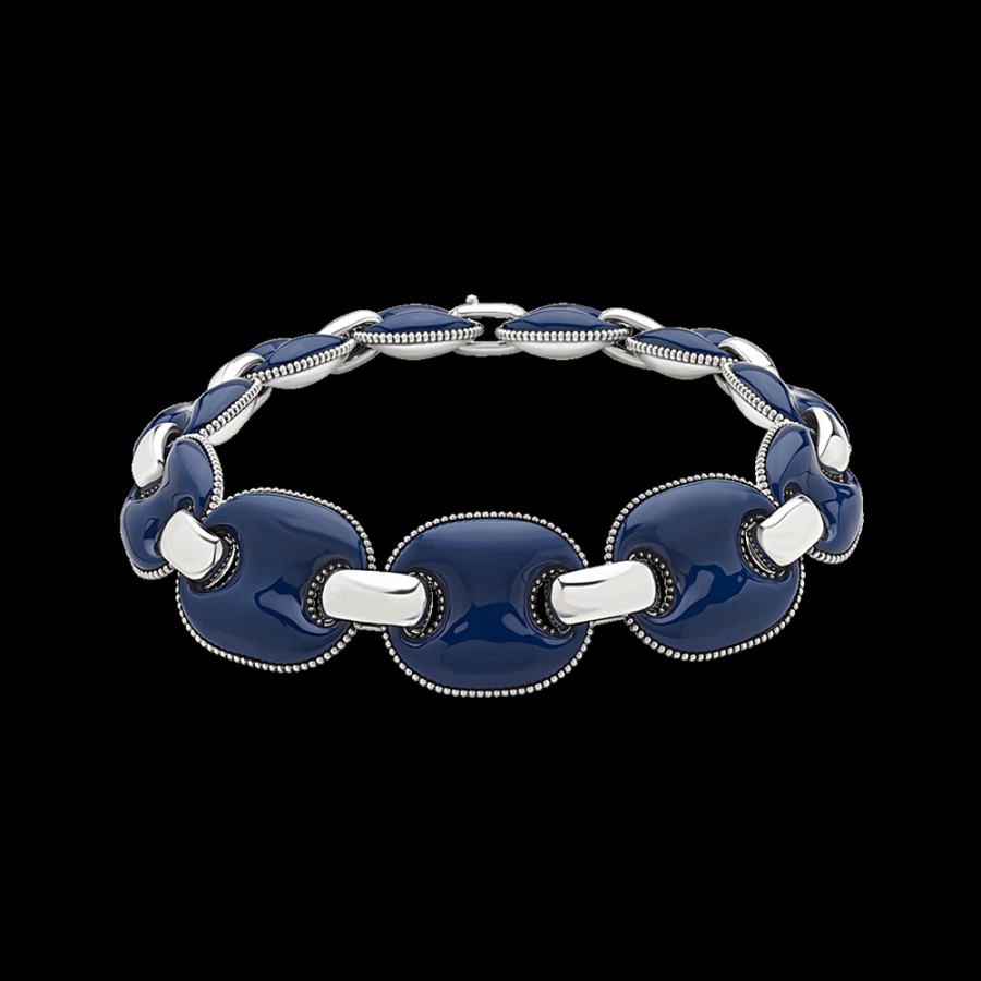 Et Voila L'Argento Chantecler | Collana Girocollo Capriness Maglia Marina In Argento E Smalto Blu Cod.40187