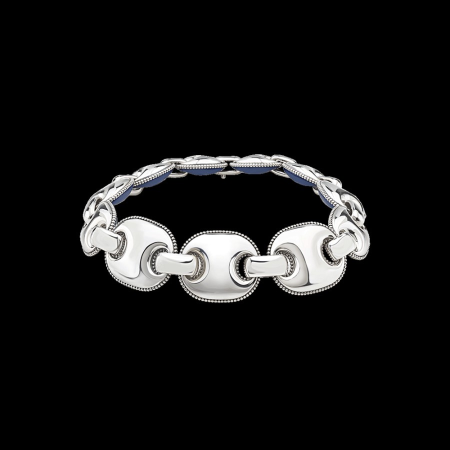 Et Voila L'Argento Chantecler | Collana Girocollo Capriness Maglia Marina In Argento E Smalto Blu Cod.40187