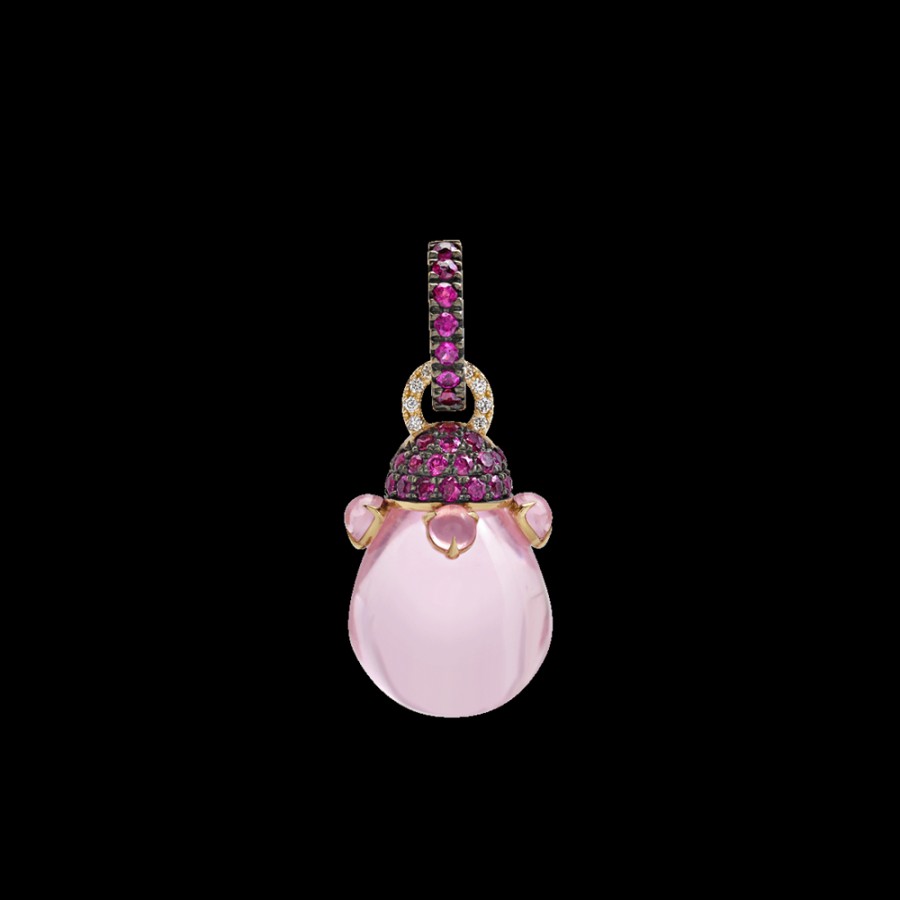 Gioielleria Chantecler | Ciondolo Joyful In Oro Rosa 18Kt, Diamanti, Zaffiri Rosa E Poire In Cristallo Color Rosa. Cod.41874