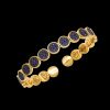 Gioielleria Chantecler | Bracciale Rigido Paillettes In Oro Giallo 18Kt E Full Pave Di Zaffiri Cod.41274