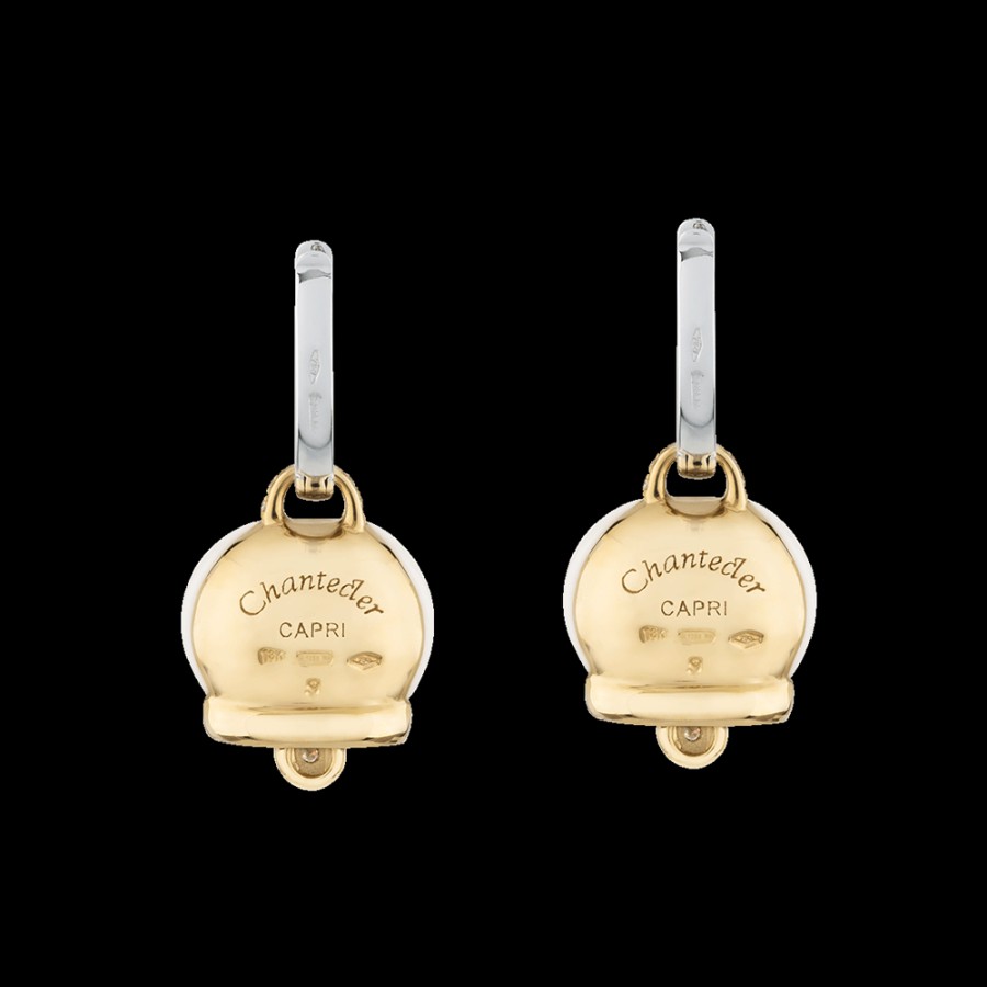 Gioielleria Chantecler | Orecchini Campanella Medi In Oro Bianco E Giallo 18Kt, Diamanti E Kogolong Cod.31785