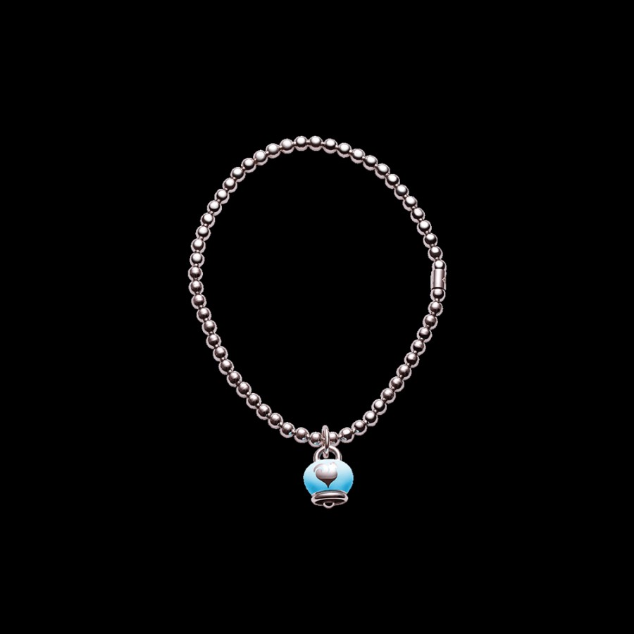 Et Voila L'Argento Chantecler | Bracciale Elastico Et Voila Con Ciondolo Campanella Micro In Argento E Smalto Turchese Cod.37274