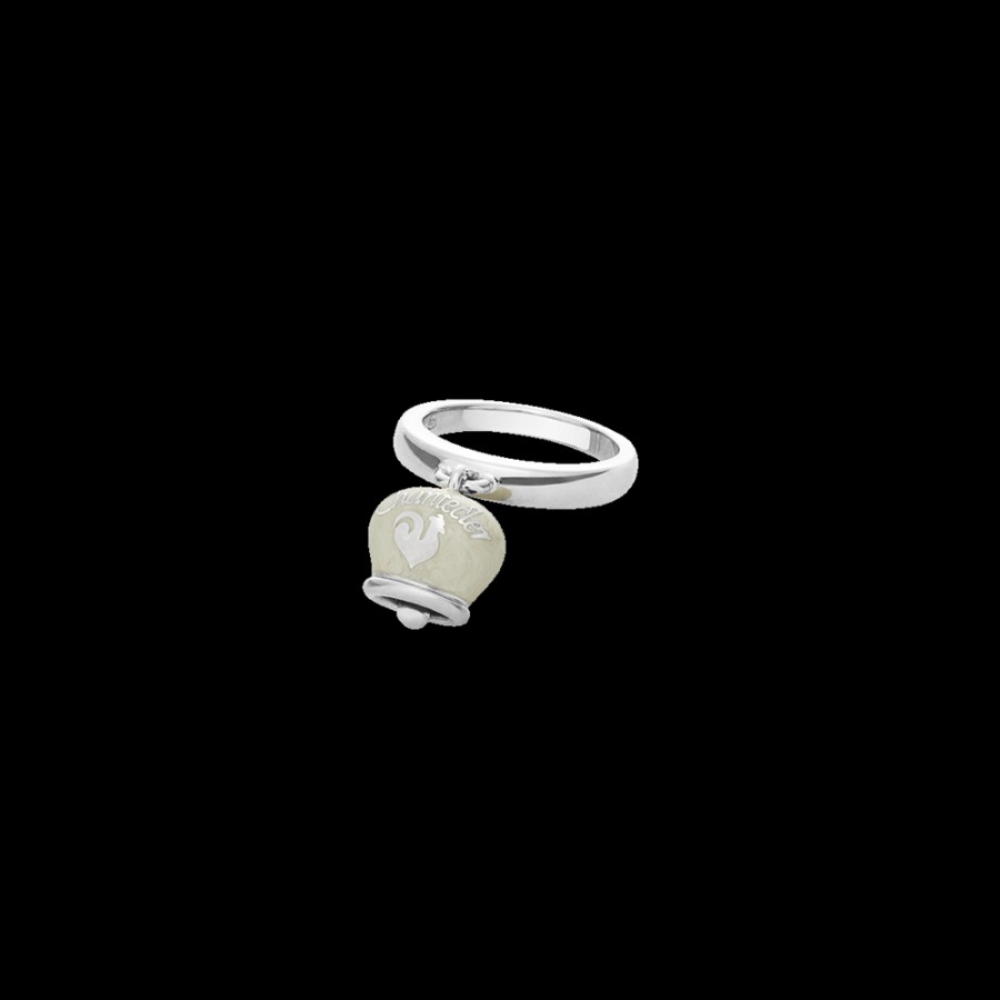 Et Voila L'Argento Chantecler | Anello Et Voila Campanella Piccolo In Argento E Smalto Bianco Perlato Con Faraglioni Sul Retro Cod.36388