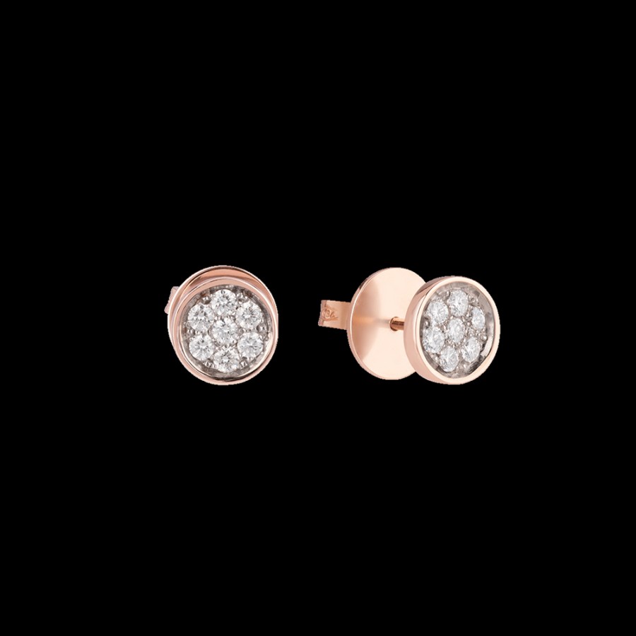 Gioielleria Chantecler | Orecchini Coprilobo Capritude Paillettes 8Mm In Oro Rosa 18Kt E Pave Di Diamanti Cod.40477