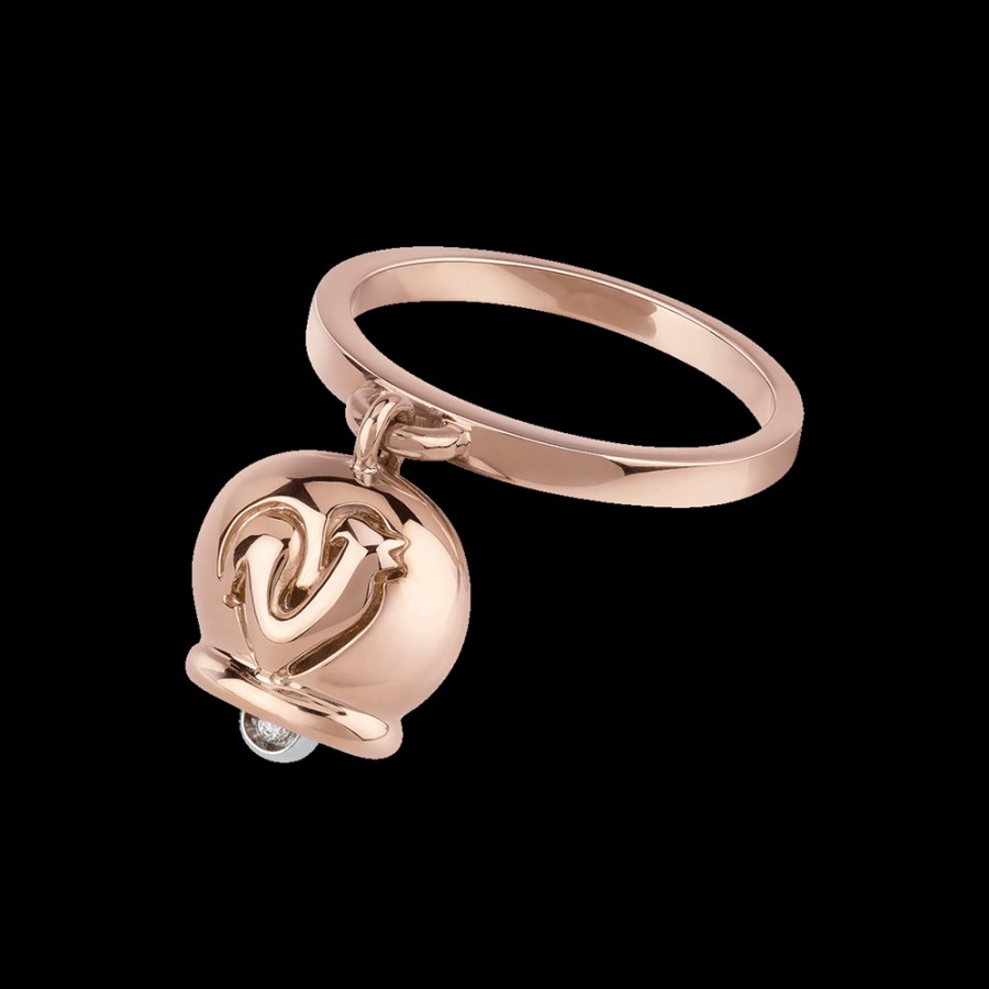 Gioielleria Chantecler | Anello Campanella Piccolo In Oro Rosa 18Kt E Un Diamante Nel Batacchio Cod.24554