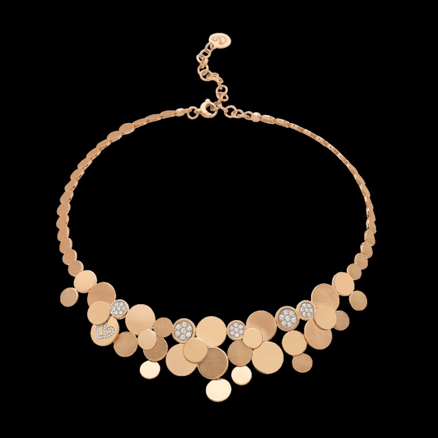 Gioielleria Chantecler | Collana A Cascata Paillettes In Oro Rosa 18Kt E Diamanti Cod.39920