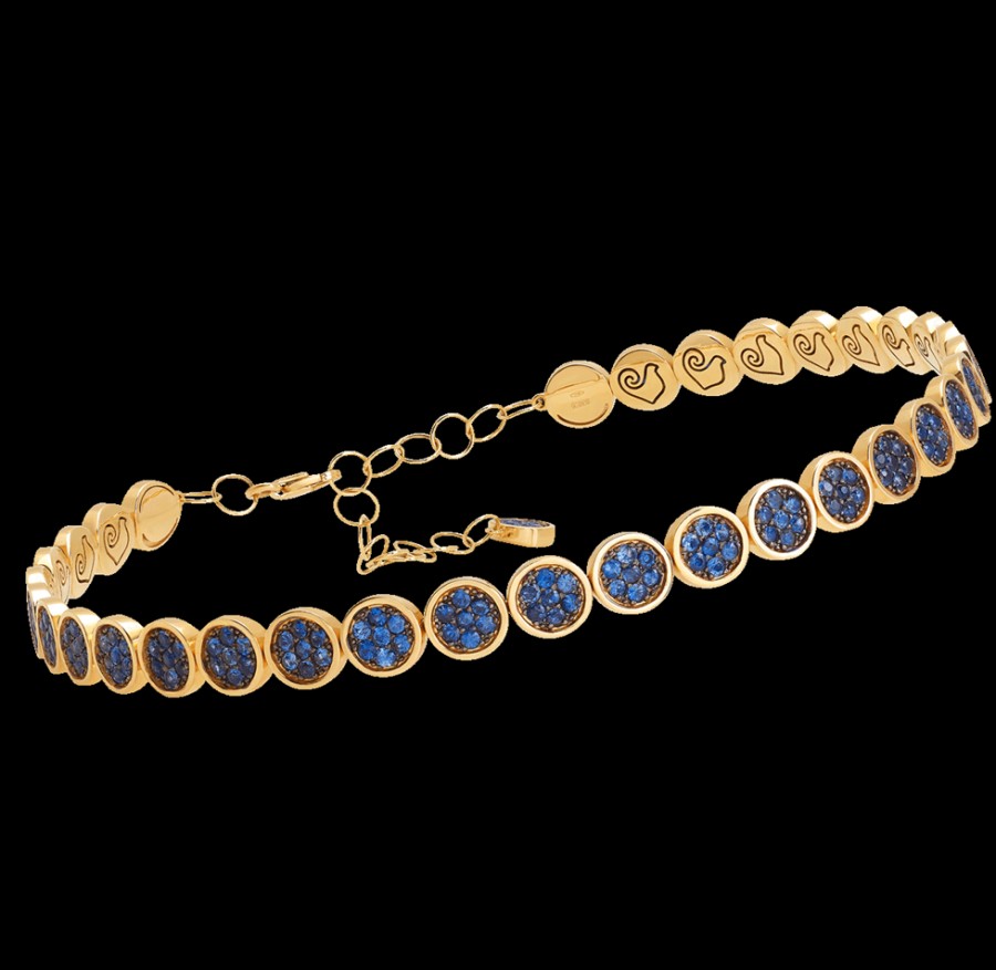 Gioielleria Chantecler | Choker Paillettes In Oro Giallo 18Kt E Full Pave Di Zaffiri. Cod.41849