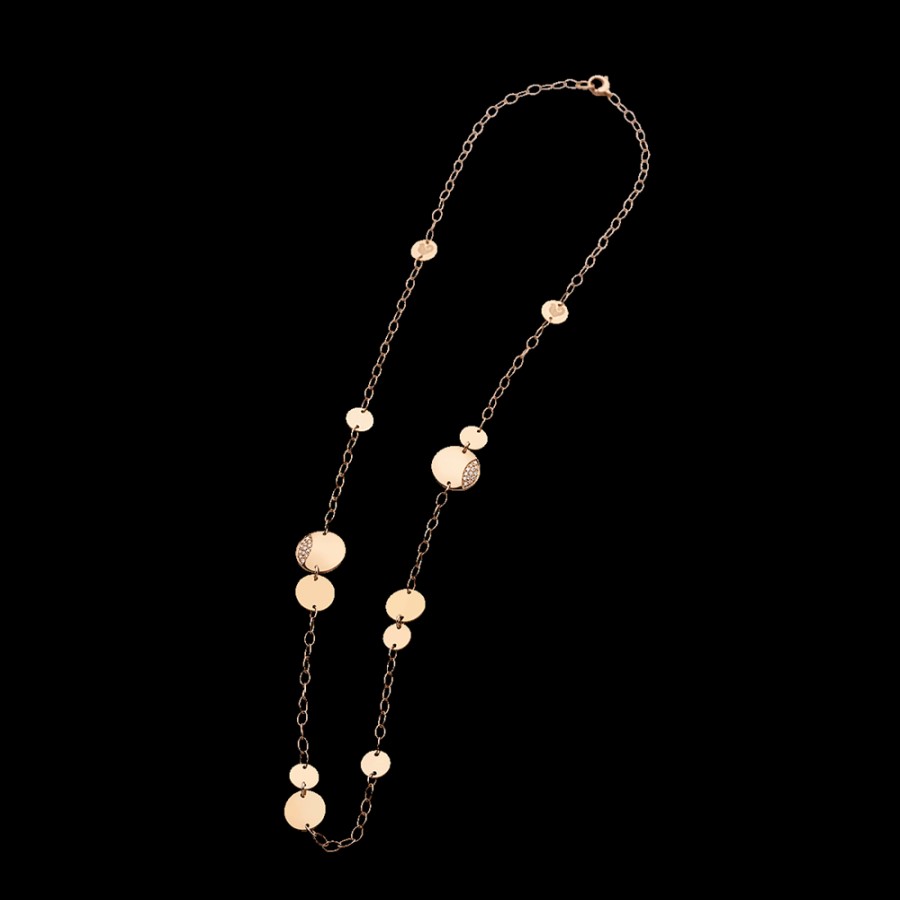 Gioielleria Chantecler | Collana Paillettes 58 Cm In Oro Rosa 18Kt E Diamanti Cod.40589