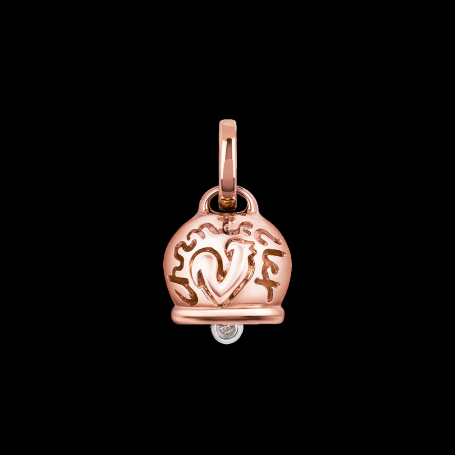 Gioielleria Chantecler | Ciondolo Campanella Medio In Oro Rosa 18Kt E Un Diamante Nel Batacchio Cod.24978