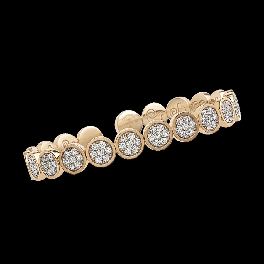 Gioielleria Chantecler | Bracciale Rigido Paillettes In Oro Rosa 18Kt E Full Pave Di Diamanti Cod.40214