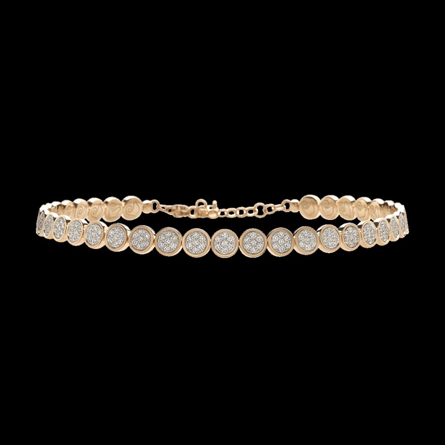 Gioielleria Chantecler | Choker Paillettes In Oro Rosa 18Kt E Full Pave Di Diamanti Cod.40215