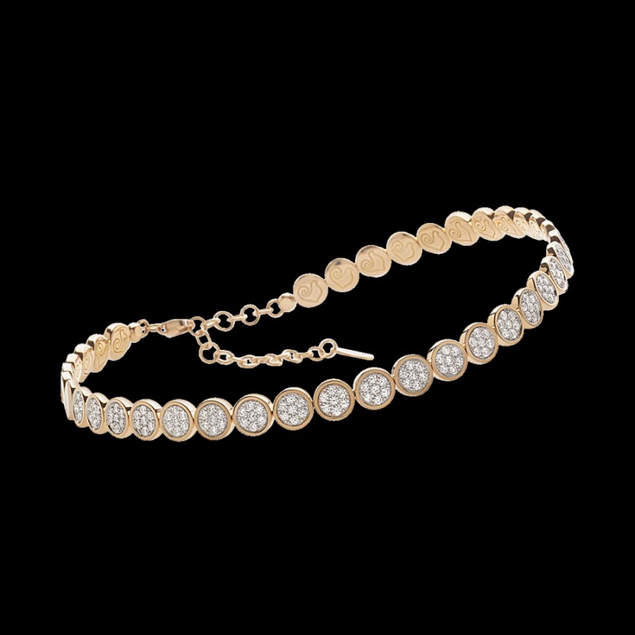 Gioielleria Chantecler | Choker Paillettes In Oro Rosa 18Kt E Full Pave Di Diamanti Cod.40215