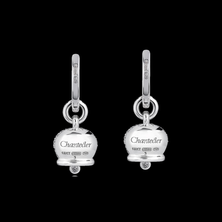 Gioielleria Chantecler | Orecchini Campanella Piccoli In Oro Bianco 18Kt E Pave Di Diamanti Cod.32556