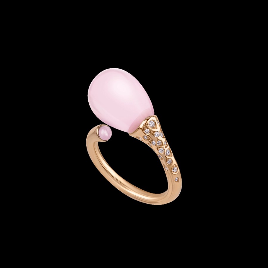 Gioielleria Chantecler | Anello Joyful In Oro Rosa 18Kt, Diamanti E Poire In Cristallo Color Rosa. Cod.42121