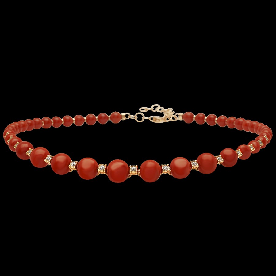 Gioielleria Chantecler | Choker Cherie In Oro Rosa 18Kt, Diamanti E Corallo Rosso. Cod.42328