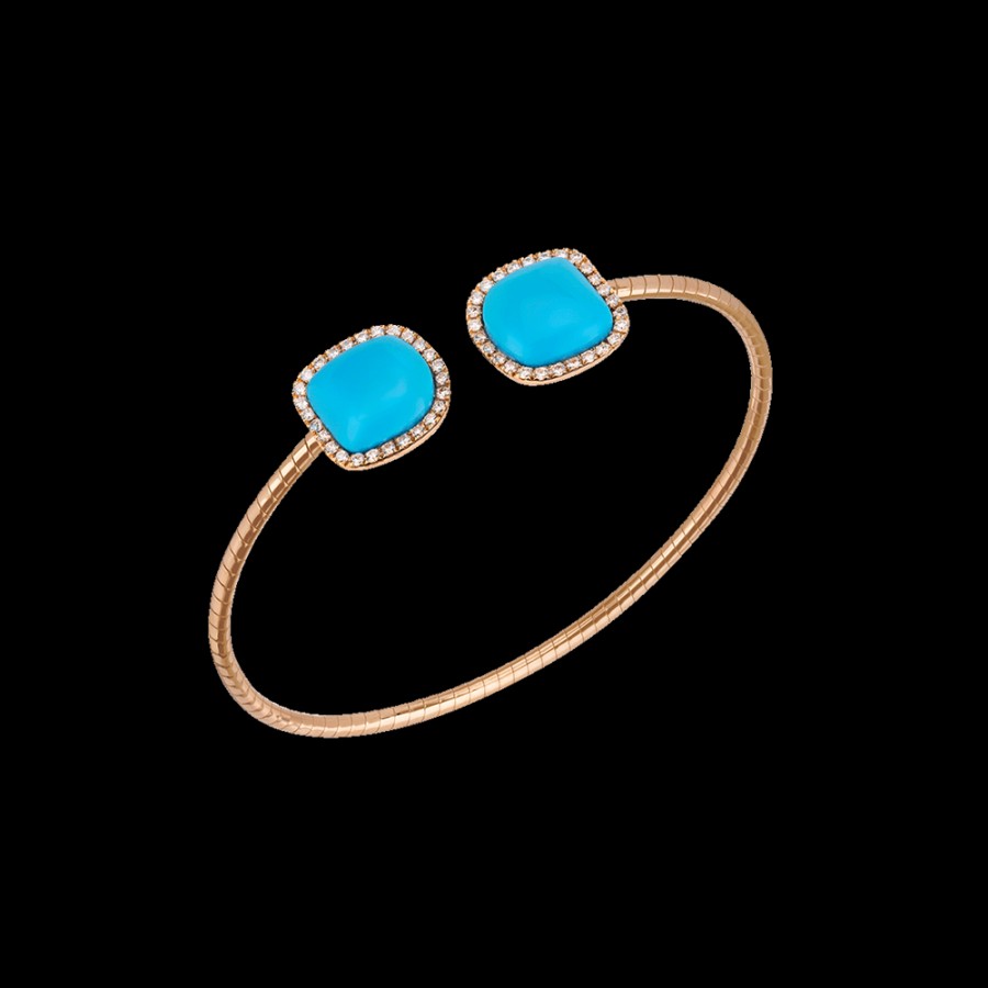 Gioielleria Chantecler | Bracciale Enchante In Oro Rosa 18Kt, Diamanti E Turchese Cod.41658