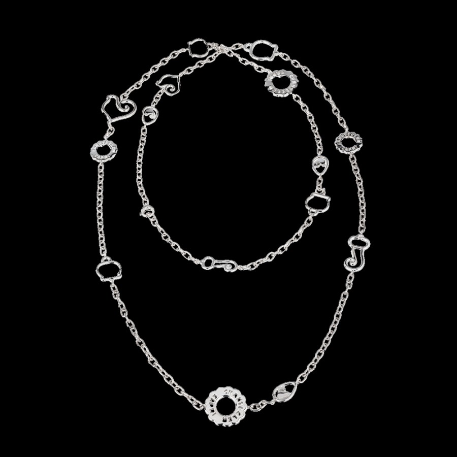 Et Voila L'Argento Chantecler | Catena Lunga 100 Cm Con Simboli Chantecler In Argento Cod.38137