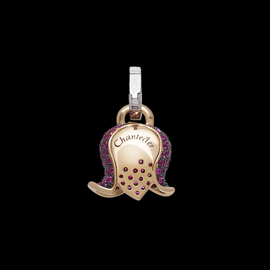 Gioielleria Chantecler | Ciondolo Campanella Medio Bouganville In Oro Rosa 18Kt, Diamanti E Zaffiri Rosa Cod.42319