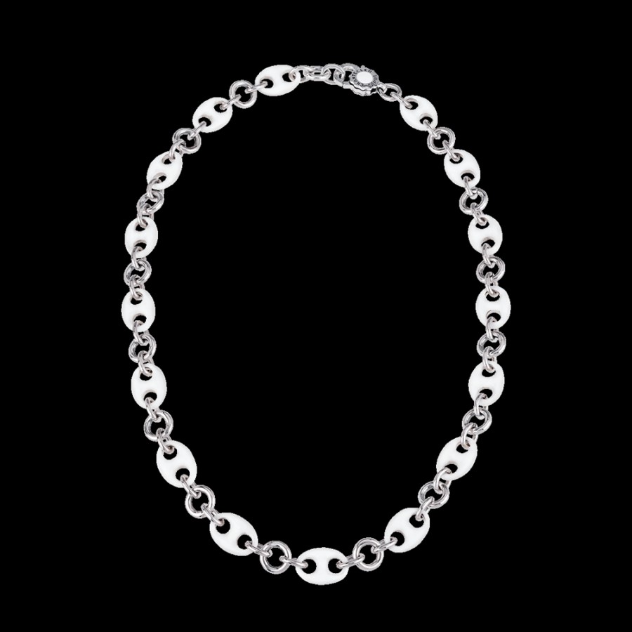 Et Voila L'Argento Chantecler | Collana Capriness Maglia Marina 45 Cm In Argento E Smalto Bianco Cod.40760