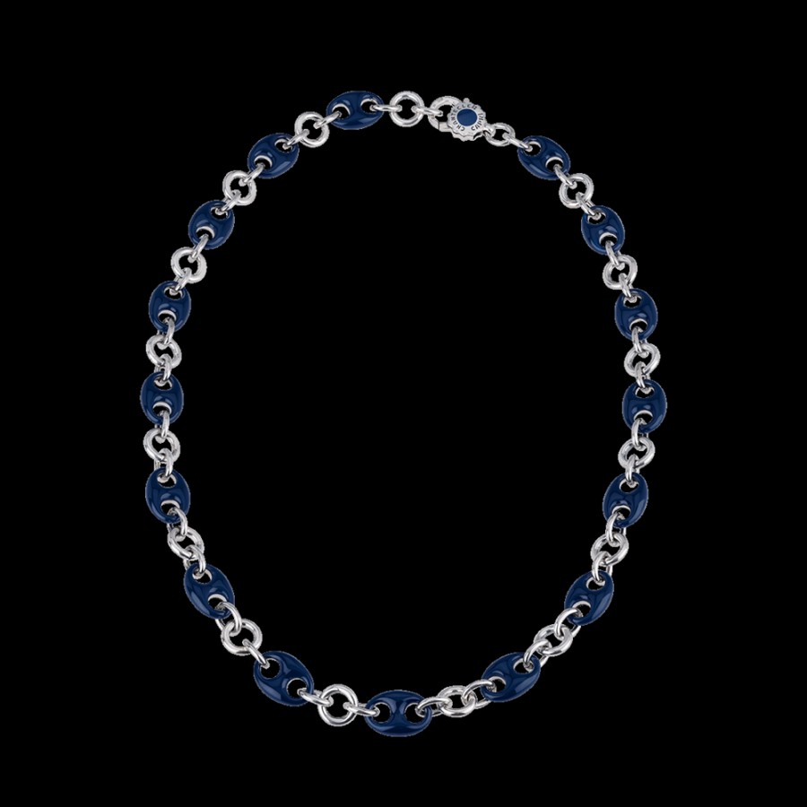 Et Voila L'Argento Chantecler | Collana Capriness Maglia Marina 45 Cm In Argento E Smalto Blu Cod.40657