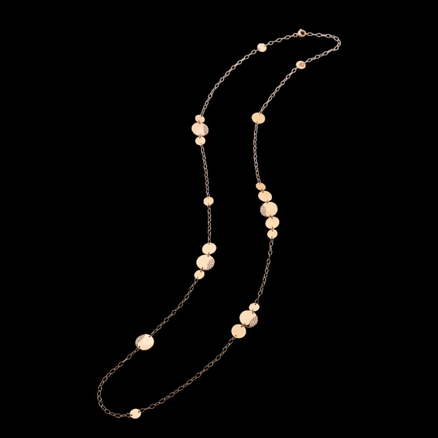 Gioielleria Chantecler | Collana Paillettes 90 Cm In Oro Rosa 18Kt E Diamanti Cod.40586