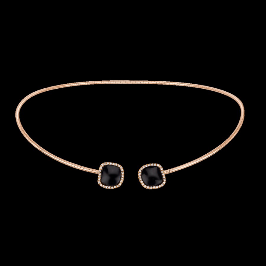 Gioielleria Chantecler | Choker Enchante In Oro Rosa 18Kt, Diamanti E Onice Cod.41662