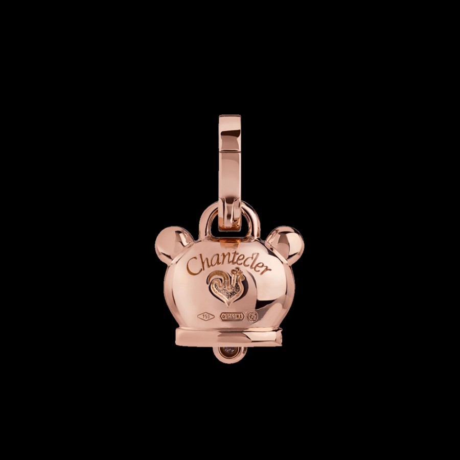 Gioielleria Chantecler | Ciondolo Campanella Orsacchiotto Piccolo In Oro Rosa 18Kt E Diamanti Cod.41137