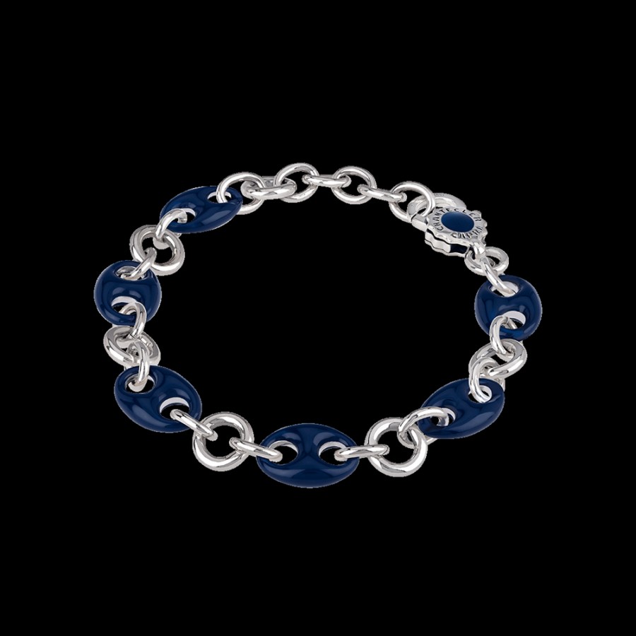 Et Voila L'Argento Chantecler | Bracciale Capriness Maglia Marina 18 Cm In Argento E Smalto Blu Cod.40655