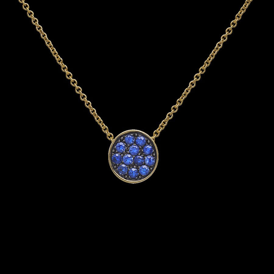 Gioielleria Chantecler | Collana 40-42Cm Con Pendente Capritude Paillettes In Oro Giallo 18Kt, Pave Di Zaffiri E Smalto Blu. Cod.42315