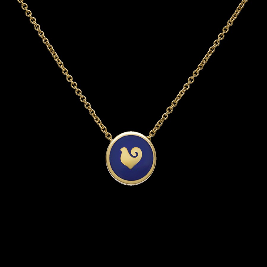 Gioielleria Chantecler | Collana 40-42Cm Con Pendente Capritude Paillettes In Oro Giallo 18Kt, Pave Di Zaffiri E Smalto Blu. Cod.42315